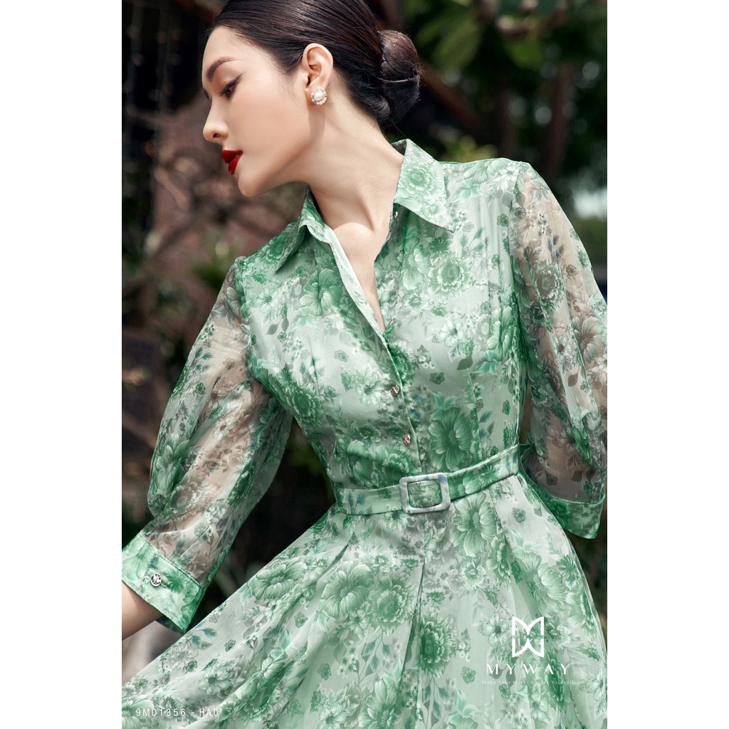Đầm Nữ Công Sở MY WAY Tay Lỡ Họa Hoa Sang Trọng 9MD1356 ha0