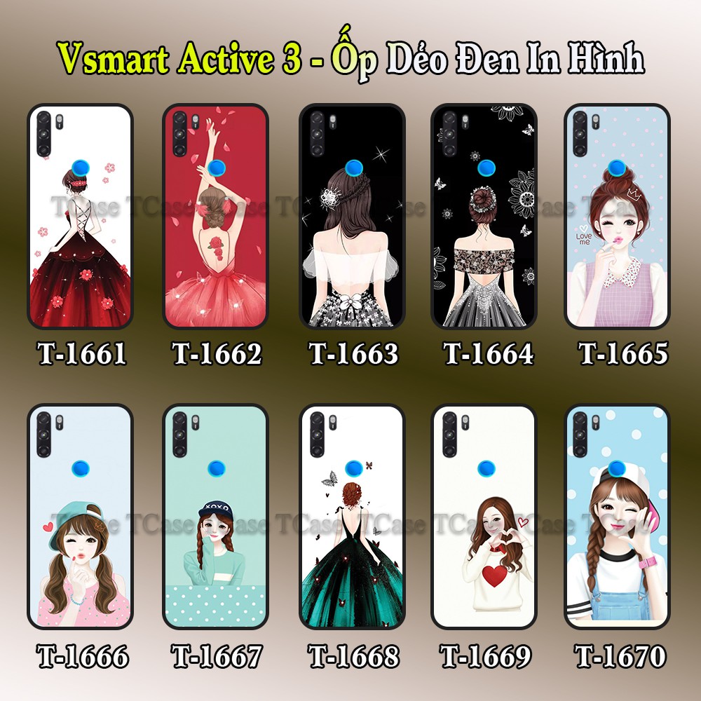 Ốp lưng Vsmart Active 3 dẻo đen in hình Cô gái