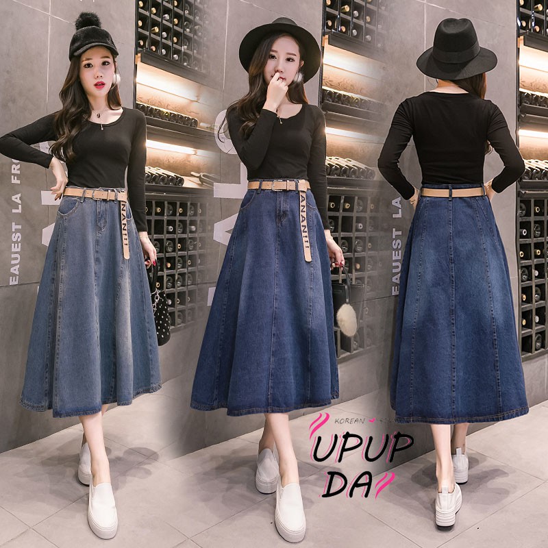 Chân Váy Denim Dáng Chữ A Lưng Cao Thời Trang
