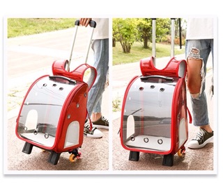 Balo phi hành kéo 2in1 da dành cho thú cưng chó 7-8kg vừa