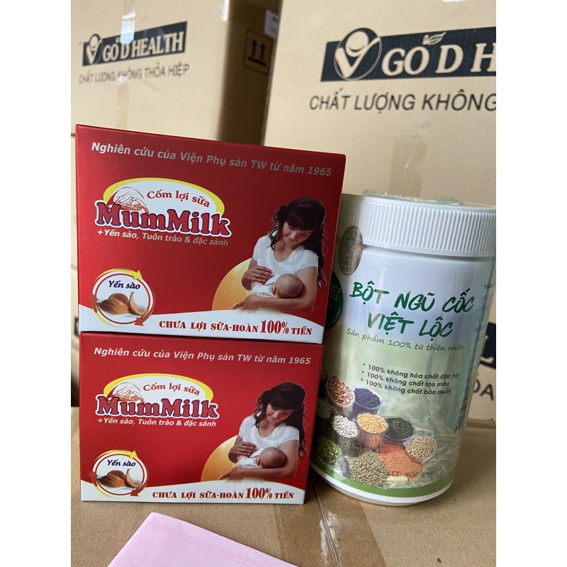 Combo siêu lợi sữa mummilk yến sào + ngũ cốc🧡Freeship🧡cốm không lợi sữa hoàn tiền