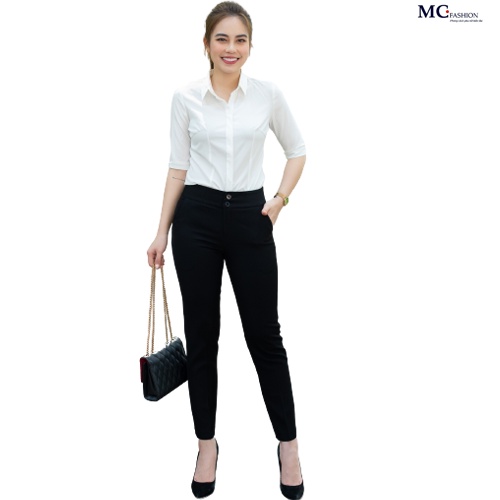 Áo sơ mi nữ trắng tay lỡ Mc fashion A280