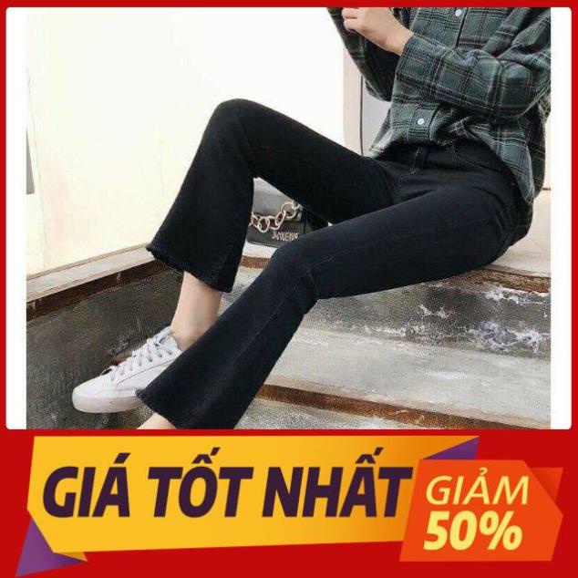 < BIGSIZE 39-95KG> Quần jean Giấy Skinny Nữ Ống Loe Đen Trơn, Co giãn 4 chiều, cạp cao tôn dáng | BigBuy360 - bigbuy360.vn