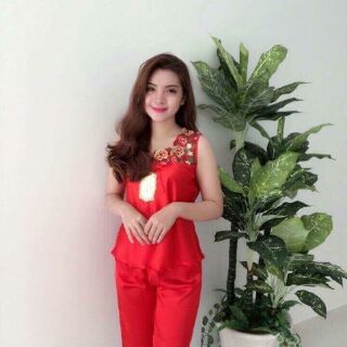 Đồ bộ phi lụa lửng phối ren freesize dưới 60kg
