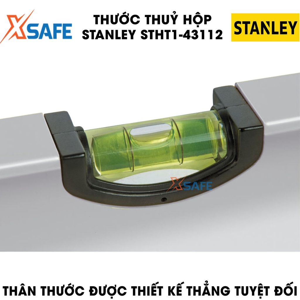 Thước thuỷ hộp STANLEY thân nhôm cao cấp Thước cân bằng thẳng tuyệt đối, đo chính xác, bọc cao su giảm sốc bền bỉ