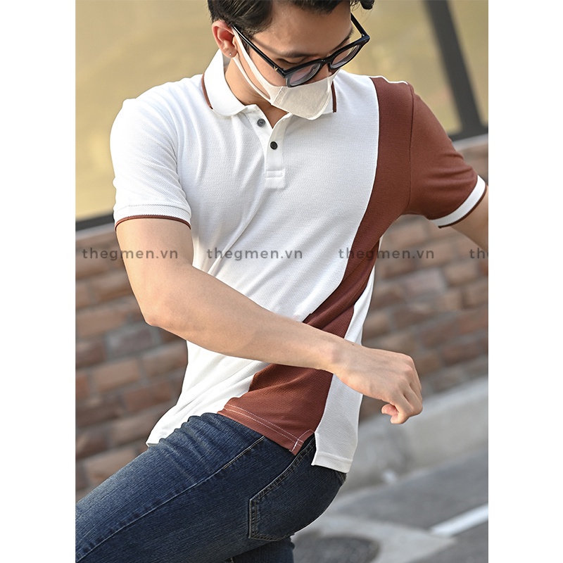 Áo Polo nam The GMEN Piping Polo Shirt xen kẻ hai màu ấn tượng, 100% cotton, chuẩn form