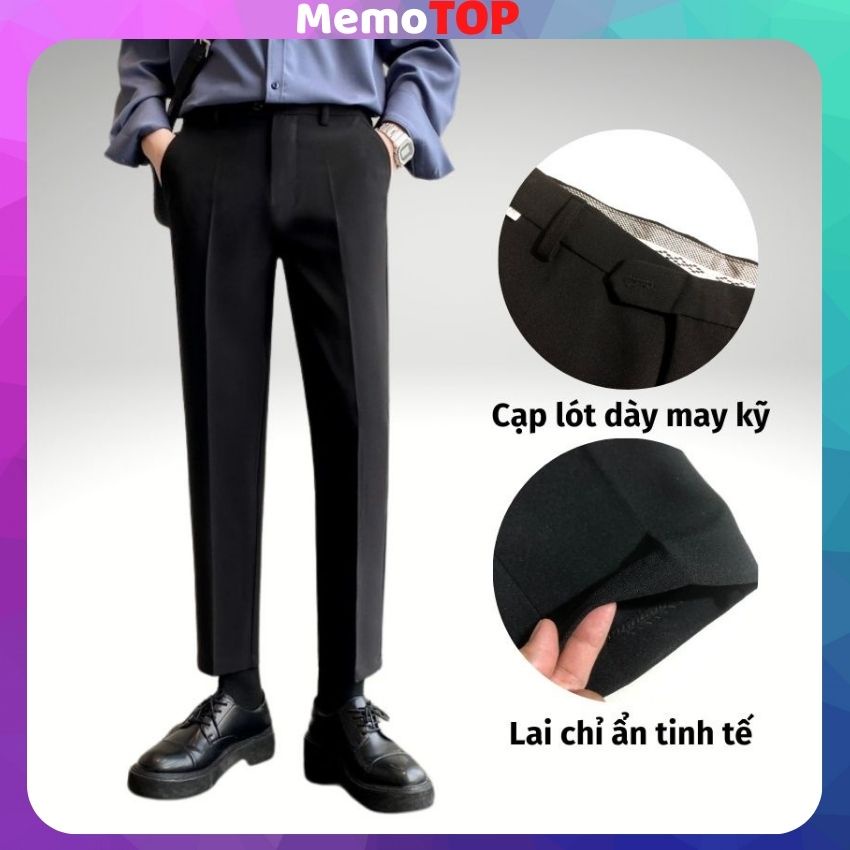 ◑❖Quần tây nam Hàn Quốc Baggy ống suông vải co giản cao cấp công sở, học sinh không nhăn xù dáng âu MM20 MEMOTOP