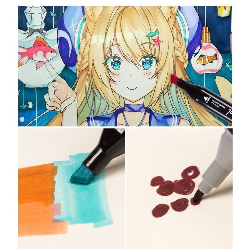 Bút màu Marker Touch Cool họa cụ tô màu dạ vẽ tranh anime Túi Vải Bộ 30/60/80 Lalunavn-A01