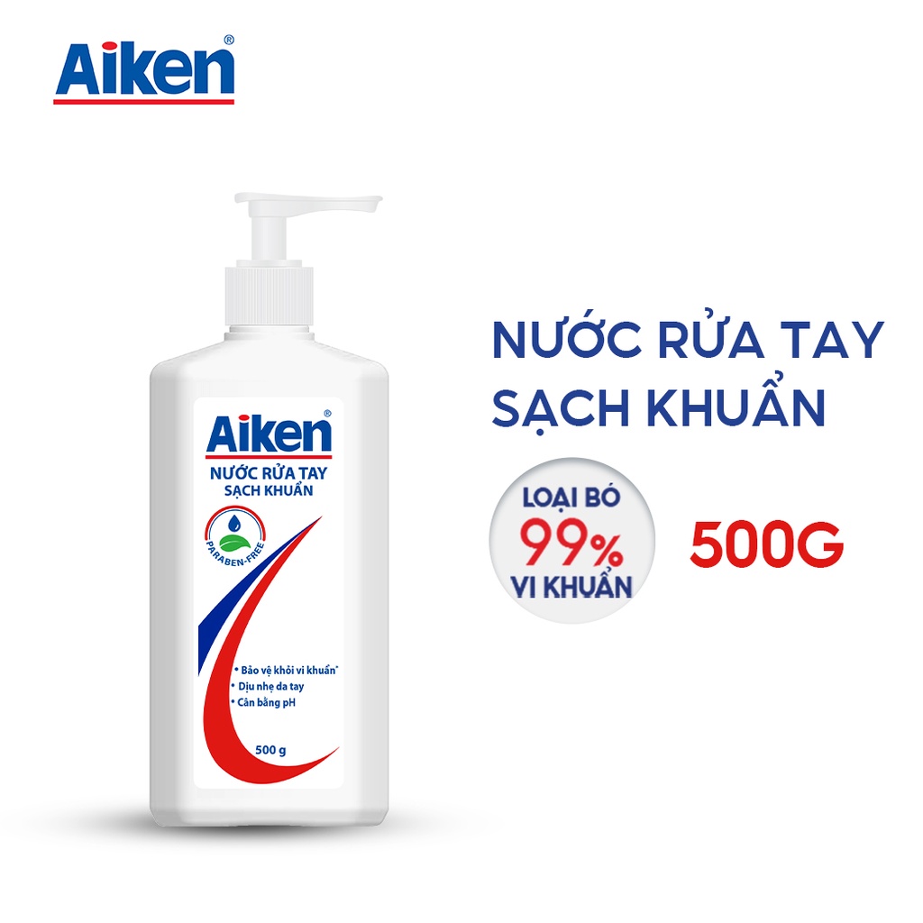 Hộp quà Aiken sạch khuẩn gồm nước rửa tay 500g và Gel rửa tay 500ml