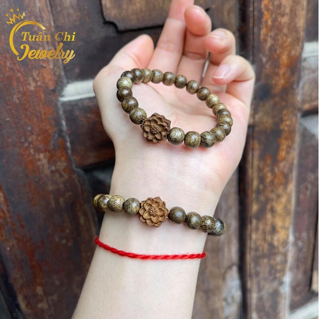 Vòng Tay Trầm Hương Mix Hoa Sen 💥 HÀNG CHUẨN💥 Vòng Trầm Hương Tự Nhiên Tặng Kèm Hộp Gấm.Sang Trọng.