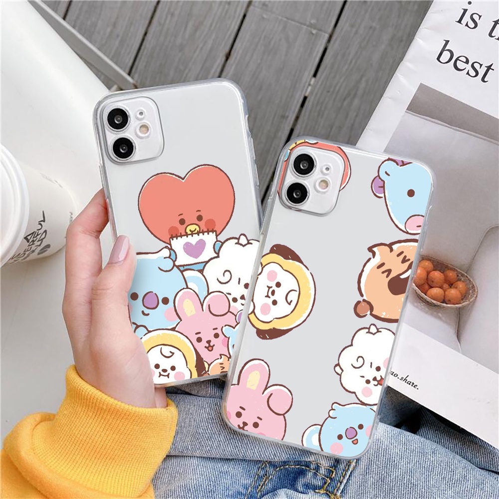 Ốp Điện Thoại Trong Suốt In Hình BT21 Cho iphone 6/6s 7 X XS XR XSMax 11pro 12 pro 13 pro promax