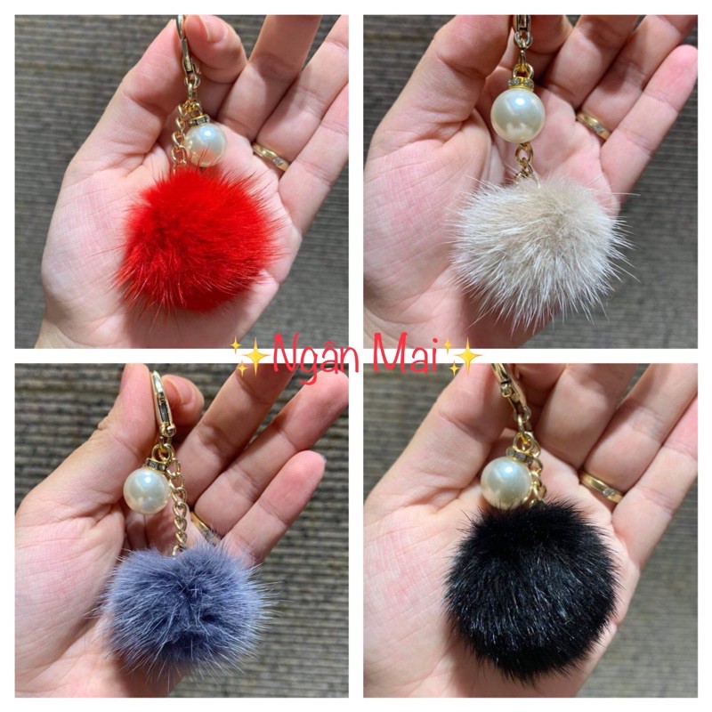 Móc/Charm bông lông thỏ loại 1 siêu mịn,siêu xinh