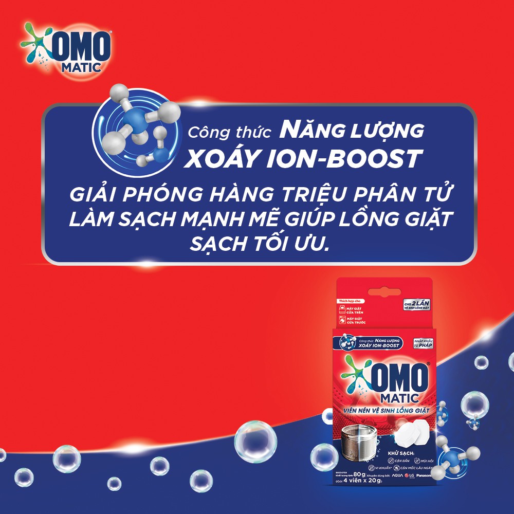 [HC GIFT] Hộp 2 Viên Nén Vệ Sinh Lồng Giặt OMO Matic 40gr