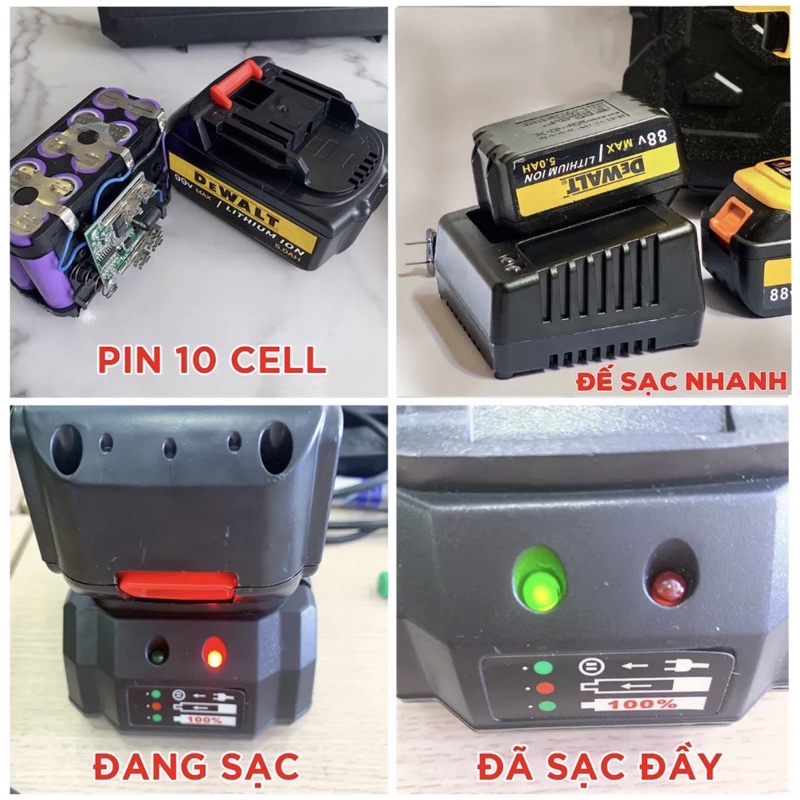 Máy Khoan Pin Hitachi Không Chổi Than Đầu 13mm Autolock 3 Chức Năng có Búa