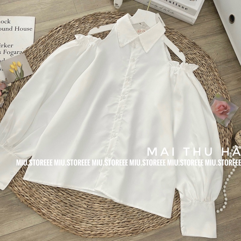 ÁO SƠ MI HỞ VAI TAY CHUN BỒNG ASMHVB