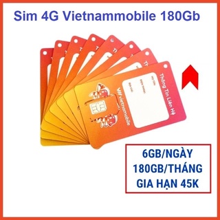 Sim 4G Vietnamobile giá rẻ miễn phí data 180Gb tốc độ cao 1 tháng, Sim không giới hạn Data