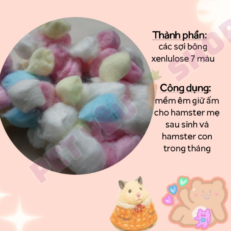 Nệm gòn 7 màu cho hamster ❤️FREESHIP❤️ lót ổ ấm cho hamster sau s inh và hamster con