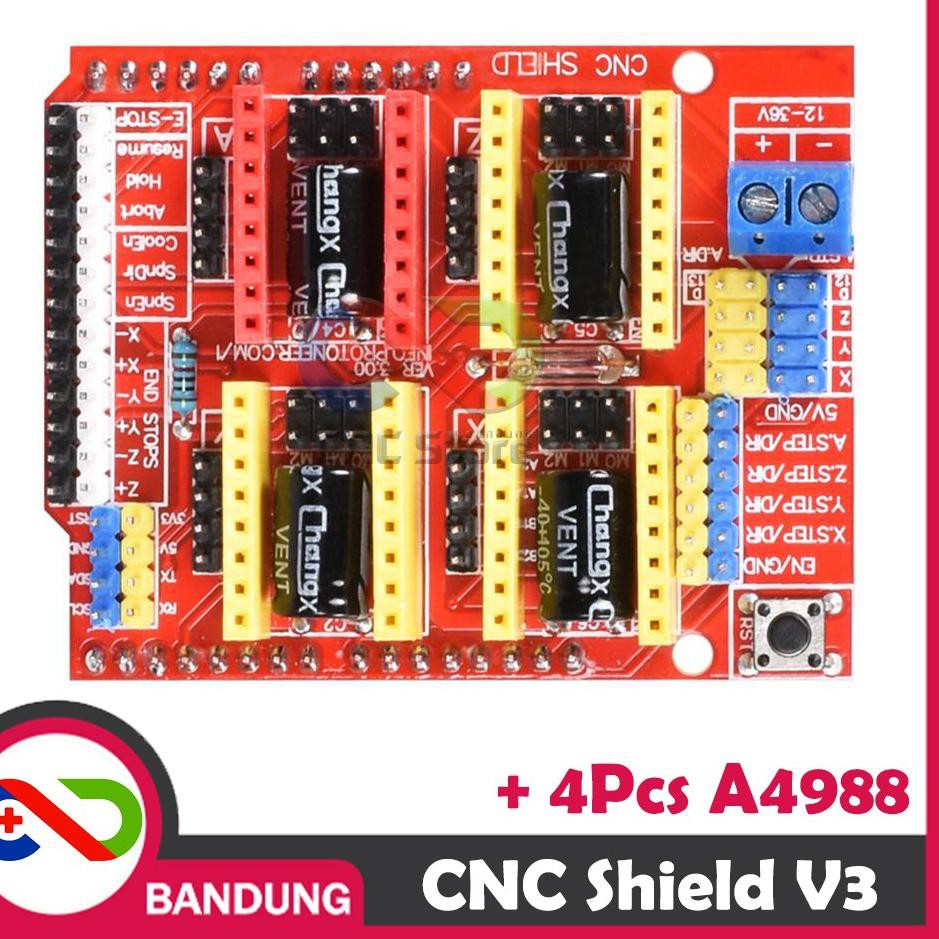 Bảng Mạch Điều Khiển Máy In 3d Miliki Also.. Cnc Shield V3 + Mô Đun 4cs A4988 Ny7