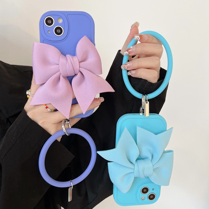 Ốp Điện Thoại Silicon Hình Nơ Mắt To Có Vòng Đeo Tay Cho Xiaomi Redmi Note 11T 11E 10 Pro + Note 8 7 Pro Mi 9 Mix 4