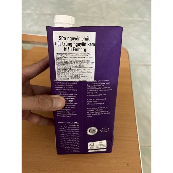 Sữa tươi nguyên kem Emborg Full Cream 1L nhập khẩu Đức