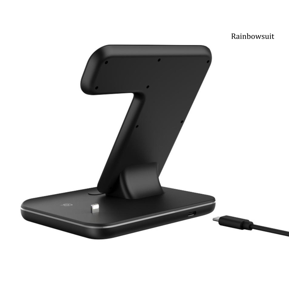 RB- 3 in 1 15W Rapid Wireless Charger Stand for Apple Watch iPhone Android Earphones
