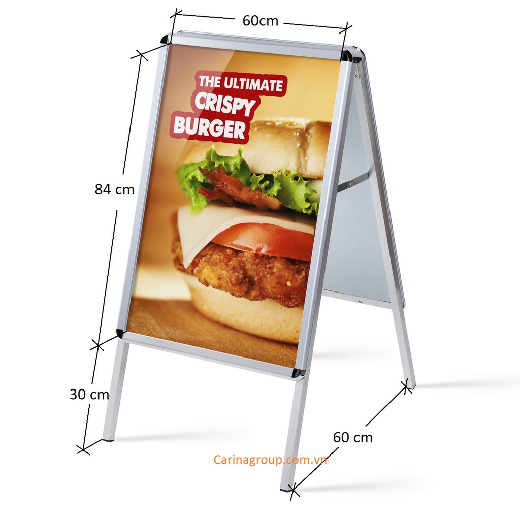 [Nhập khẩu chính hãng] Bảng biển chỉ dẫn chữ A hai mặt bằng nhôm khổ A1 60x85cm