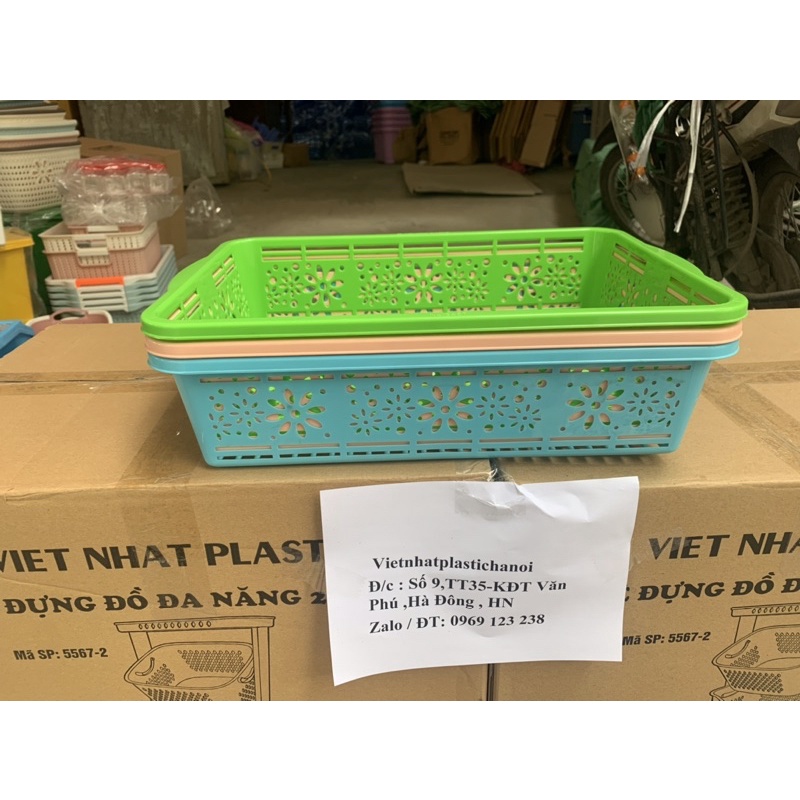 Rổ chữ nhật Nhựa Việt Nhật các cỡ, bền đẹp tiện dụng