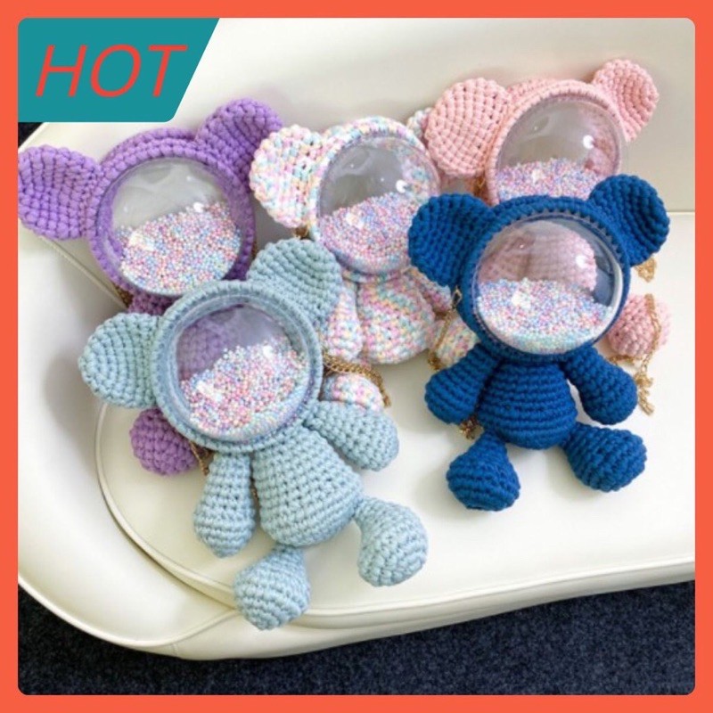 SET FULL NGUYÊN LIỆU ĐAN TÚI GẤU LEN (có ảnh thật nhiều mẫu)