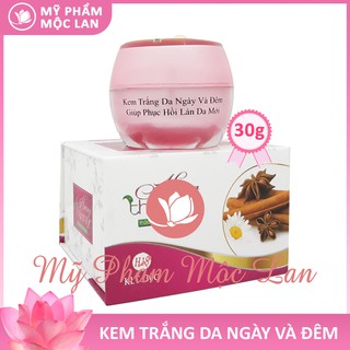 Kem Trắng Da Ngày Và Đêm, Giúp Phục Hồi Làn Da Mới - Kem Hương Thảo Mộc 30gr - Mỹ phẩm Mộc Lan - HTMTDA30