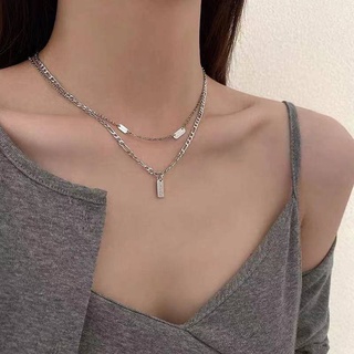 vòng cổ Hai Lớp Mặt Chữ Đơn Giản Phong Cách Hàn Quốc
