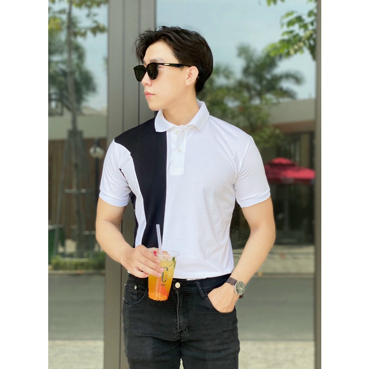 Áo Thun Nam Cổ Trụ Chất Cotton Mịn Mát Phối Màu Nút Cài Sịn Sò Phong Cách Trẻ Trung Lịch Lãm NEW UNISEX