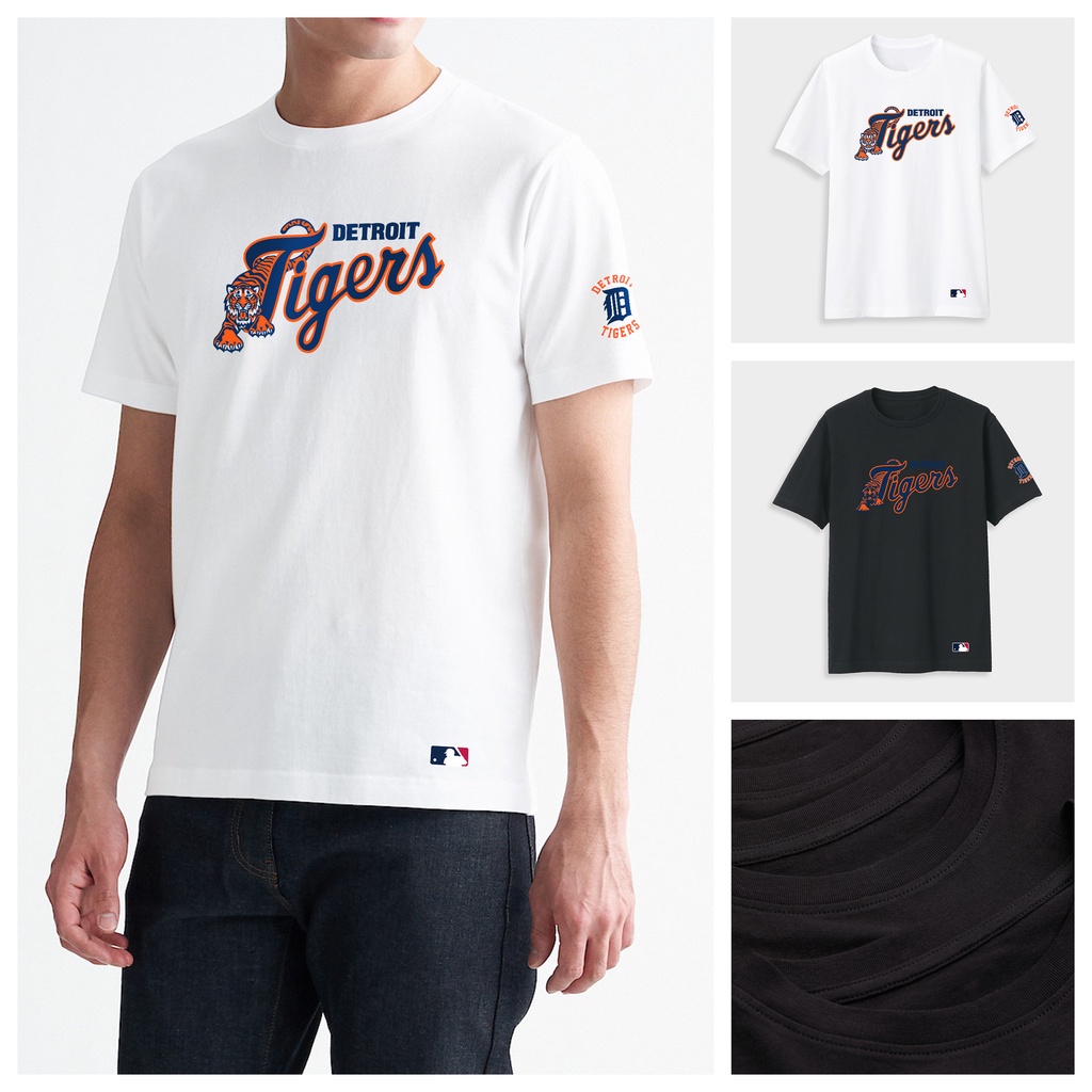 Áo thun cotton nam nữ bóng chày đội DETROIT TIGERS