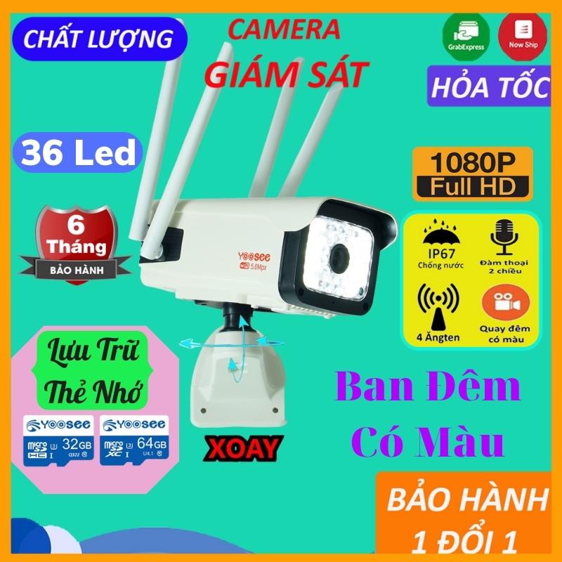 Camera yoosee ngoài trời 4 râu, 36 đèn,xoay ,đàm thoại 2 chiều - Camrera yoosee 5.0 Mpx ban đêm có màu |BH 1 đổi 1