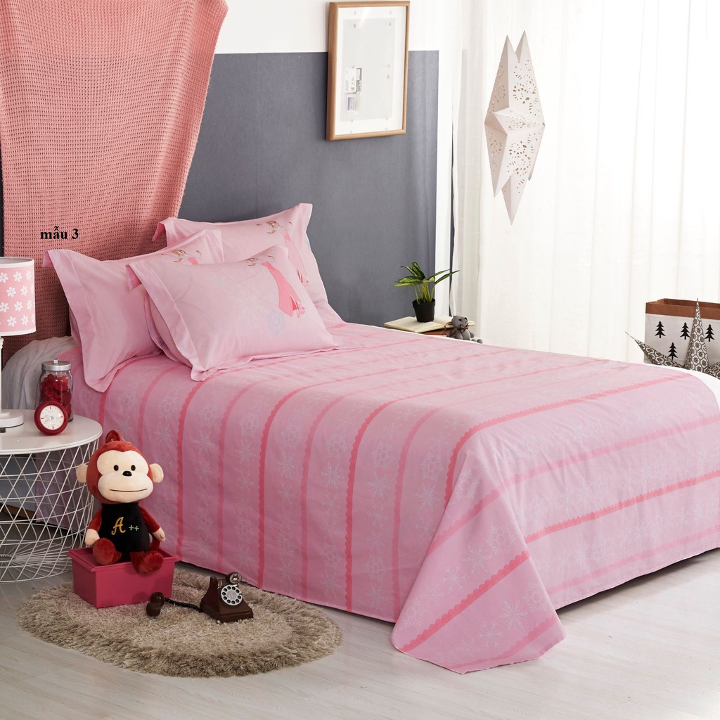 GC0172 Bộ chăn ga gối cho giường 1.2-1.35*2m Cotton 100% hình Elsa công chúa hàng nhập