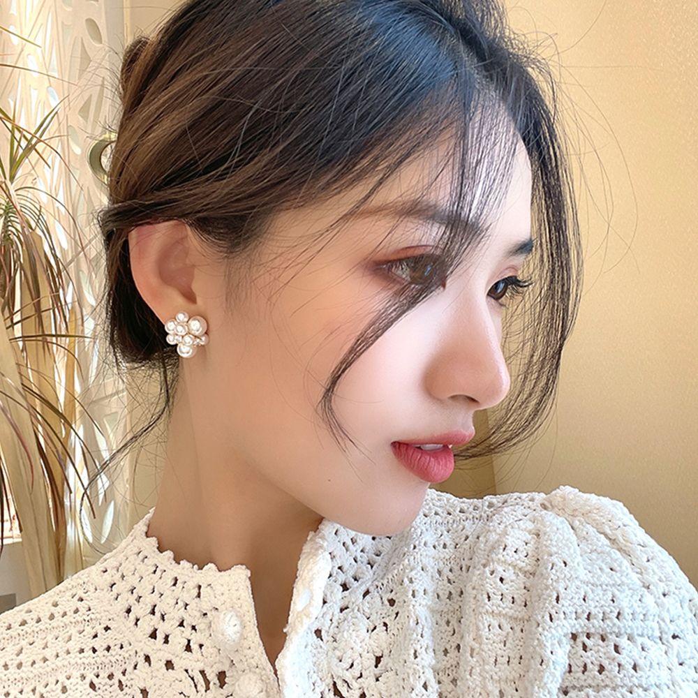 EXPEN Bông Tai Ngọc Trai Màu Trơn Đơn Giản Thời Trang Cho Nữ