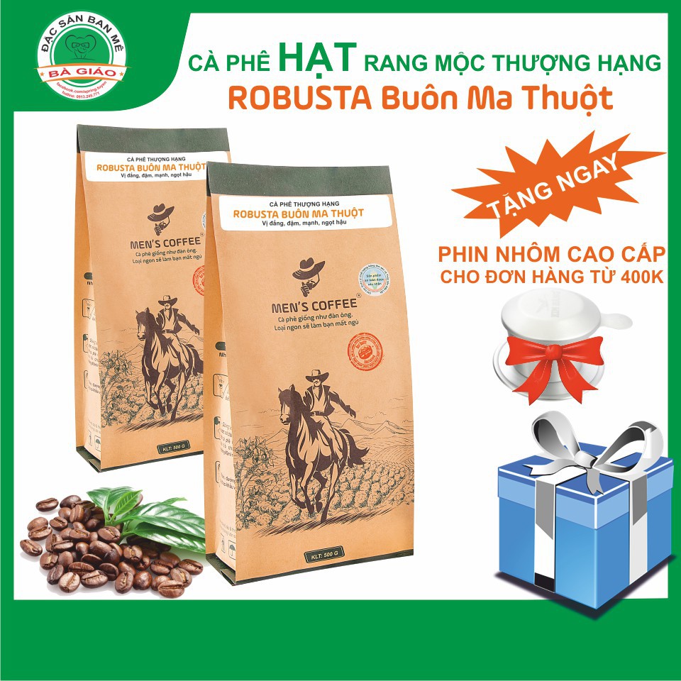 [SALE GIÁ GÔC] Cà Phê HẠT Men's Coffee - Dòng ROBUSTA Đặc Sản Buôn Ma Thuột gói 500gr