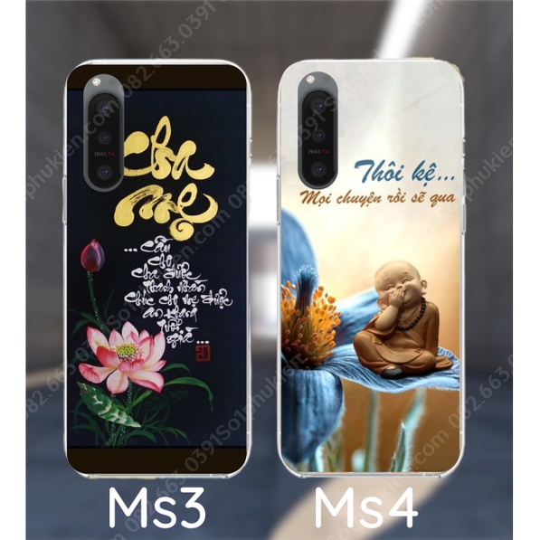 Ốp lưng Sony Xperia 5 / 5 II (5II / 5ii / 5 ii) / Xperia 1 II (1II / 1ii) dẻo in hình thư pháp, hoa sen, chú tiểu