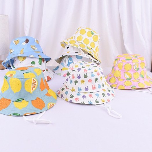 Mũ Cho Bé Vành Tròn Size Từ 6 Tháng Đến 5 Tuổi Họa Tiết Dễ Thương Có Dây Rút