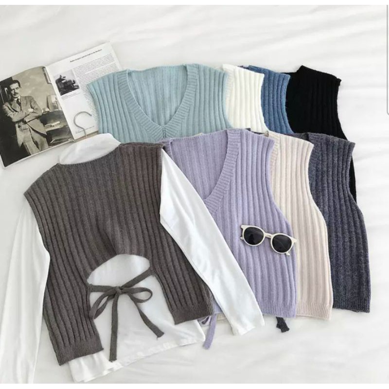 Áo gile len mềm thắt nơ sau 🍓🍓🍓