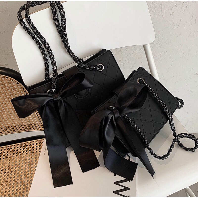 Túi xách nữ, túi kẹp nách đeo chéo thời trang có nơ - size 25