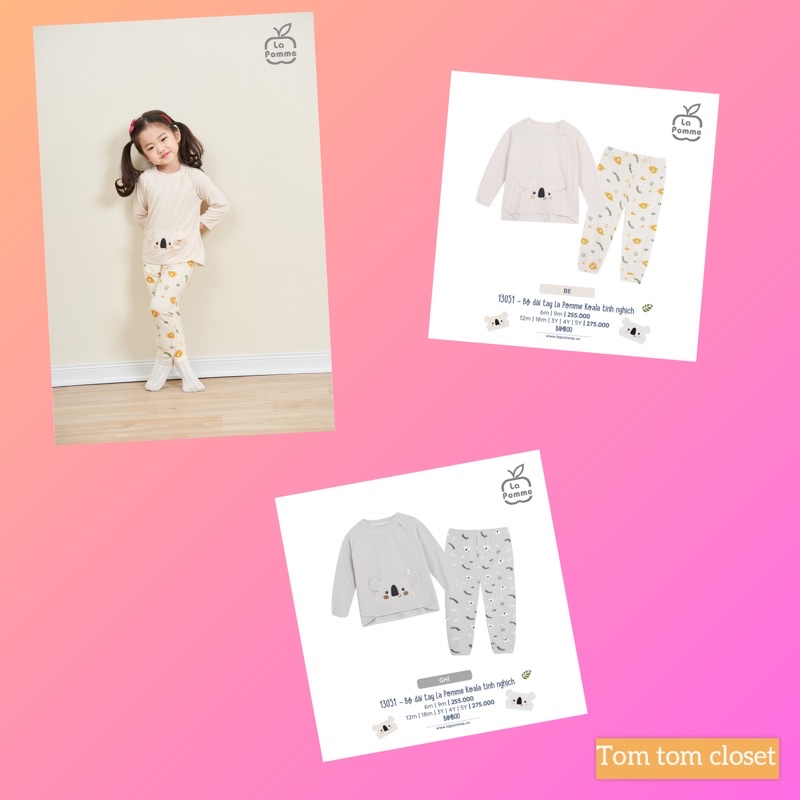 La Pomme bộ dài tay koala tinh nghich cho bé 6m-5y AW2022