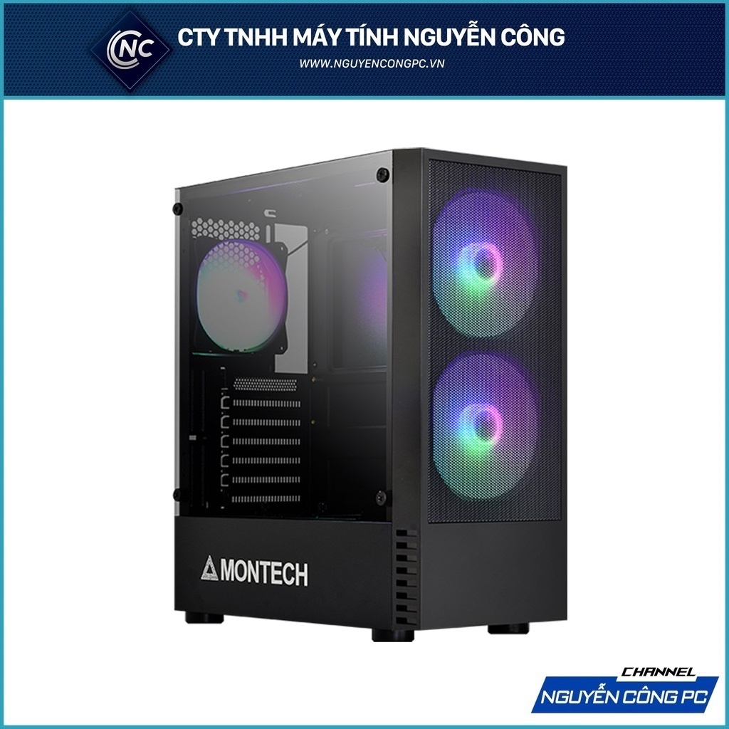 Vỏ case máy tính Montech X2 Mesh Black/White Kèm sẵn 3 FAN LED RGB