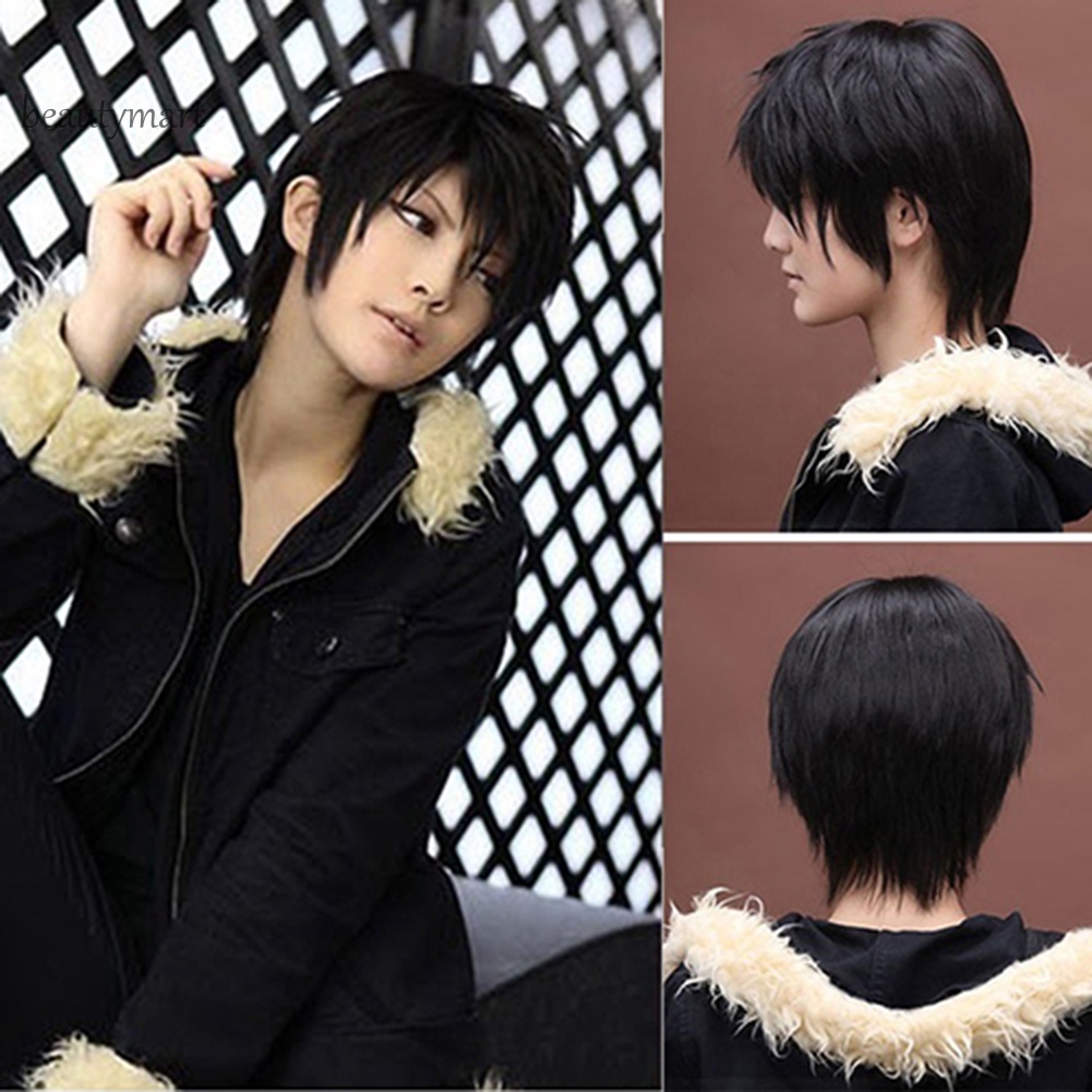 Bộ tóc giả ngắn màu đen bằng sợi tổng hợp chịu nhiệt kèm lưới đội hóa trang thời trang cho nữ