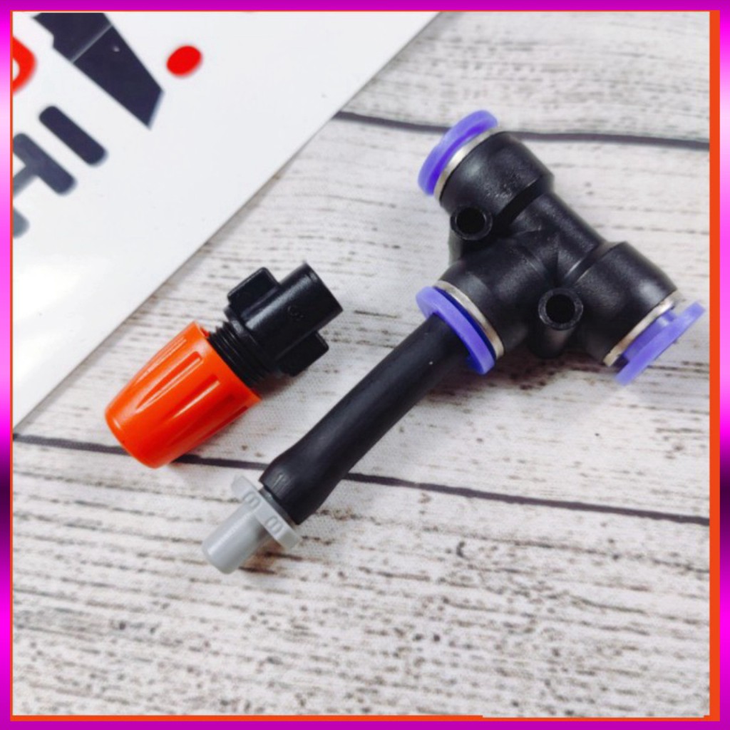 10m dây + 5 Béc phun sương 1 tia nhựa, kèm nối nhanh ống 8mm, dùng tưới cây, tưới lan