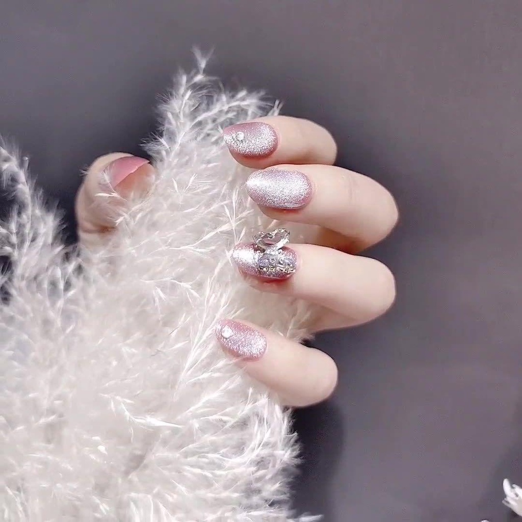 Bộ 24 Móng Tay Giả Che Phủ Toàn Diện Họa Tiết Bướm Xinh Xắn