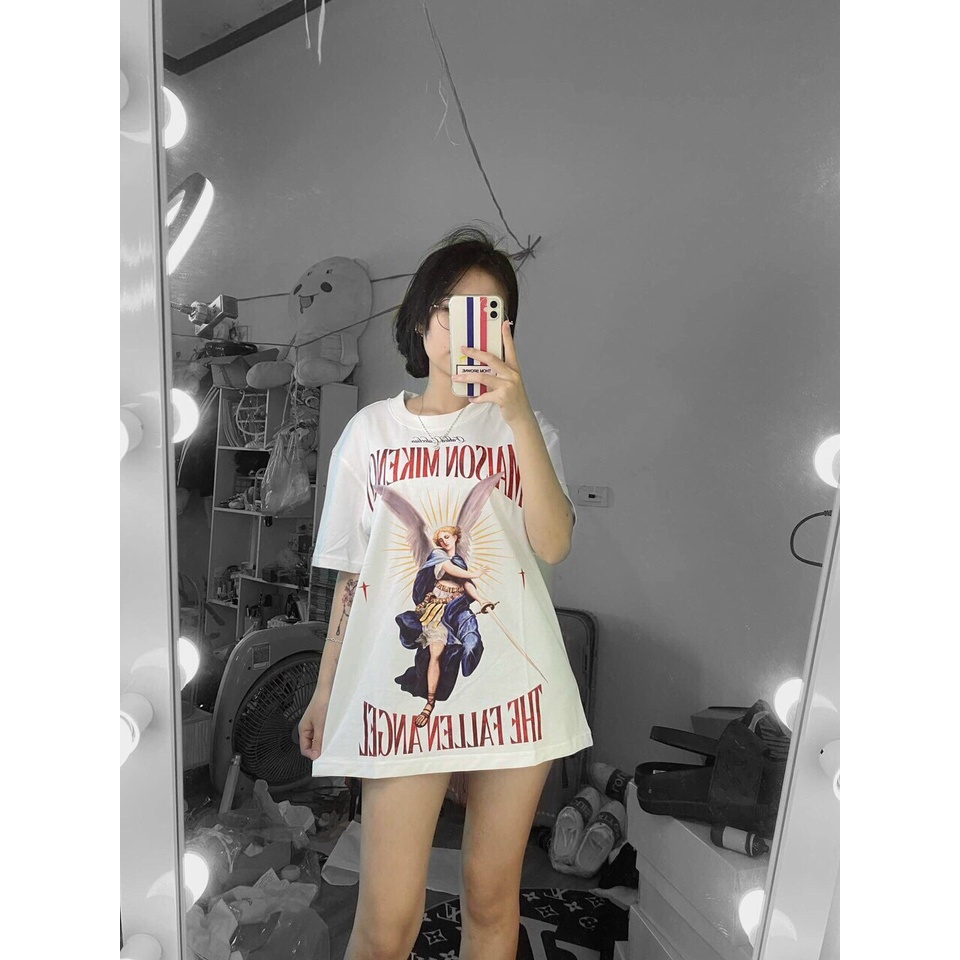 [Hot] Áo phông form thụng in hình thiên thần chất liệu cotton su nam nữ mặc đều đẹp ạ (CT-D35-T30D)