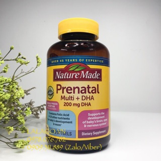 [150 Viên] Thuốc Bổ Cho Bà Bầu Nature Made Prenatal Multi DHA - Mẫu Mới