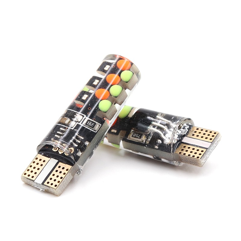 Bóng Đèn LED T10 W5W RGB COB-18 Bằng Silicone Cho Xe Hơi