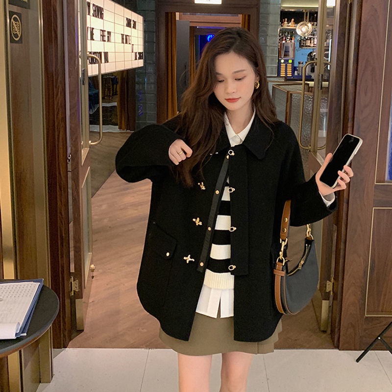 Áo Khoác Len Cổ Búp Bê Phong Cách Thu Đông Mới Cho Nữ