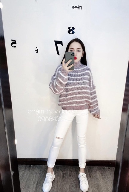 Áo kẻ len lông thỏ ( anh thật ) | BigBuy360 - bigbuy360.vn